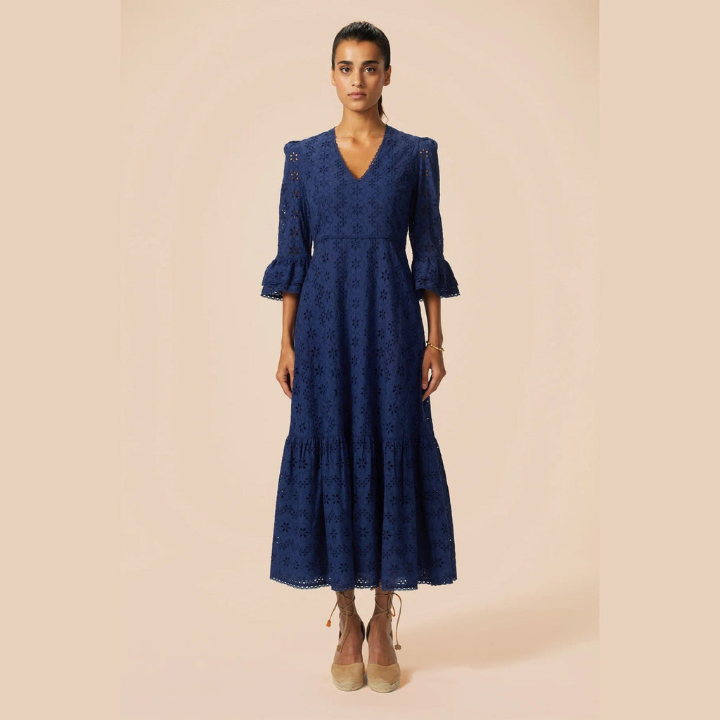 Aspiga Victoria Broderie Dress in Navy