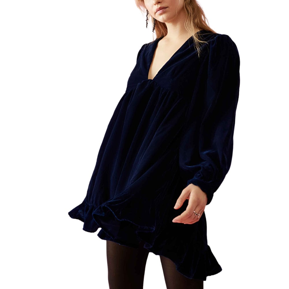 Free people blue velvet dress sale