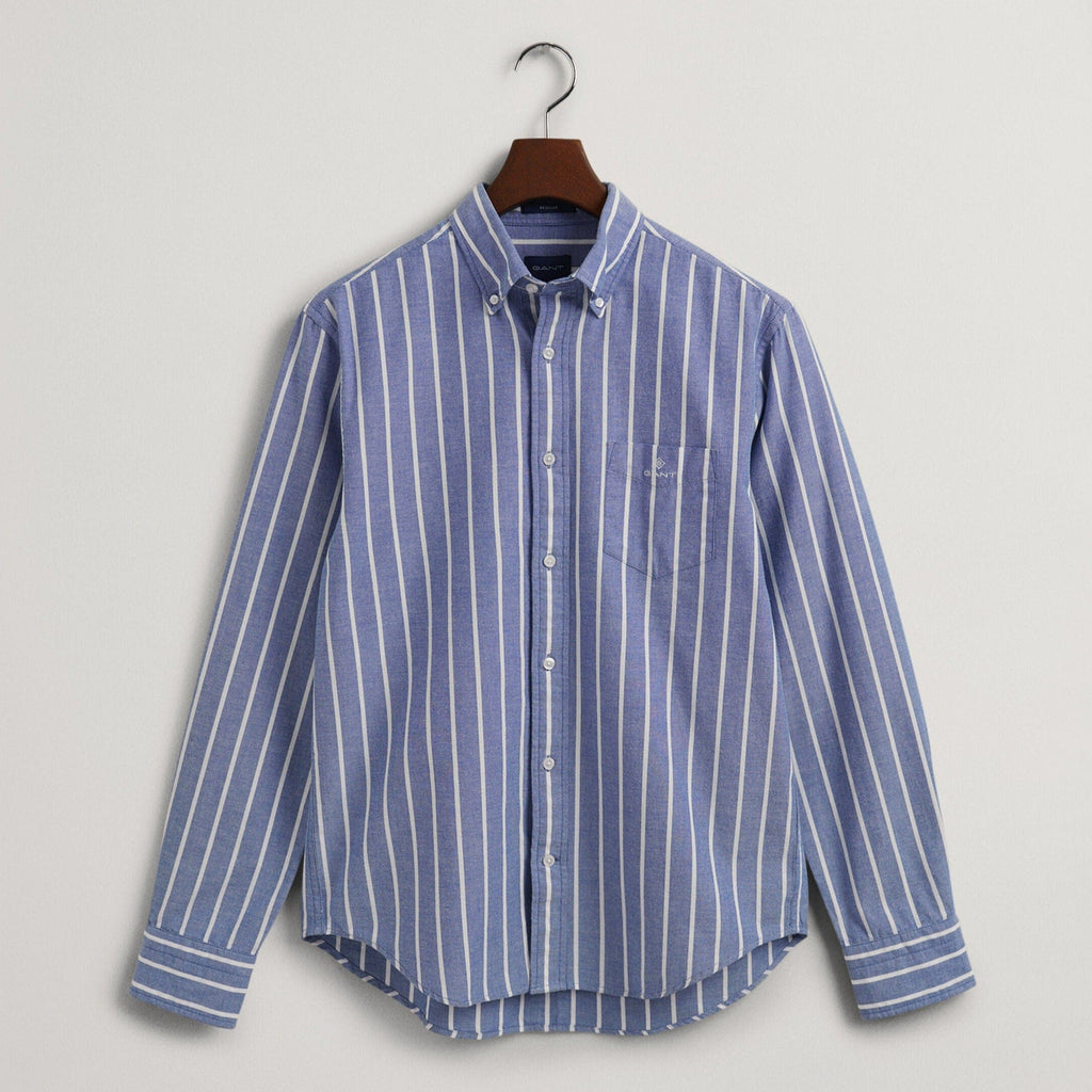 GANT Regular Fit Oxford Wide Stripe Shirt College Blue – Elys