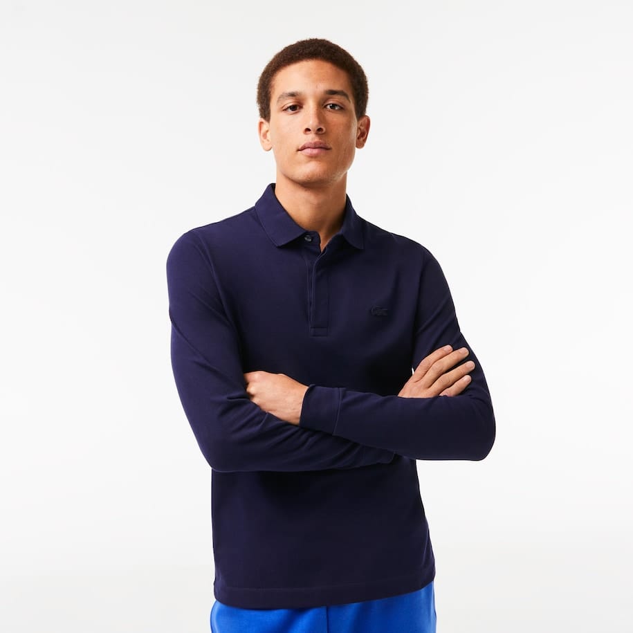 Lacoste Smart Paris Long-sleeve Stretch Cotton Piqué Polo Shirt