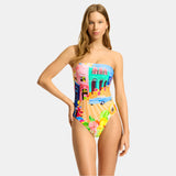 Seafolly Cuba DD Bandeau One Piece In Turquoise