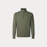 Hackett Cotton Silk Quater Zip Jumper In Thyme Green