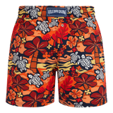 Vilebrequin Men Stretch Short Swim Trunks Monoi Turtles In Orange