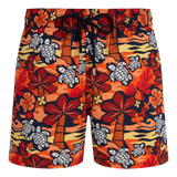 Vilebrequin Men Stretch Short Swim Trunks Monoi Turtles In Orange