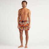 Vilebrequin Men Stretch Short Swim Trunks Monoi Turtles In Orange