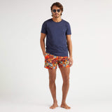 Vilebrequin Men Stretch Short Swim Trunks Monoi Turtles In Orange