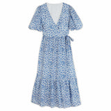 Albaray Rose bud Wrap Dress Blue