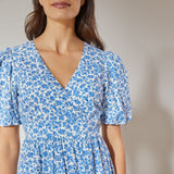 Albaray Rose bud Wrap Dress Blue