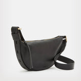 AllSaints Half Moon Leather Crossbody Bag Black