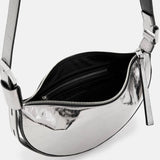 AllSaints Half Moon Leather Crossbody Bag in Gunmetal