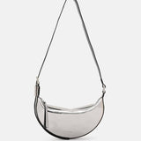 AllSaints Half Moon Leather Crossbody Bag in Gunmetal