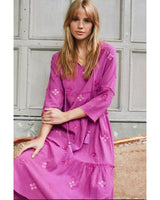 Aspiga Willow Embroidered Cotton Dress Orchid Pink