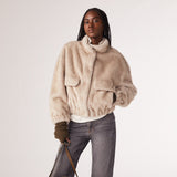 Ba&sh Paros Faux Fur Jacket in Grey