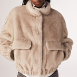 Ba&sh Paros Faux Fur Jacket in Grey