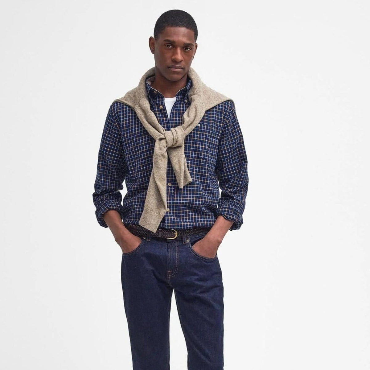 Navy barbour shirt clearance
