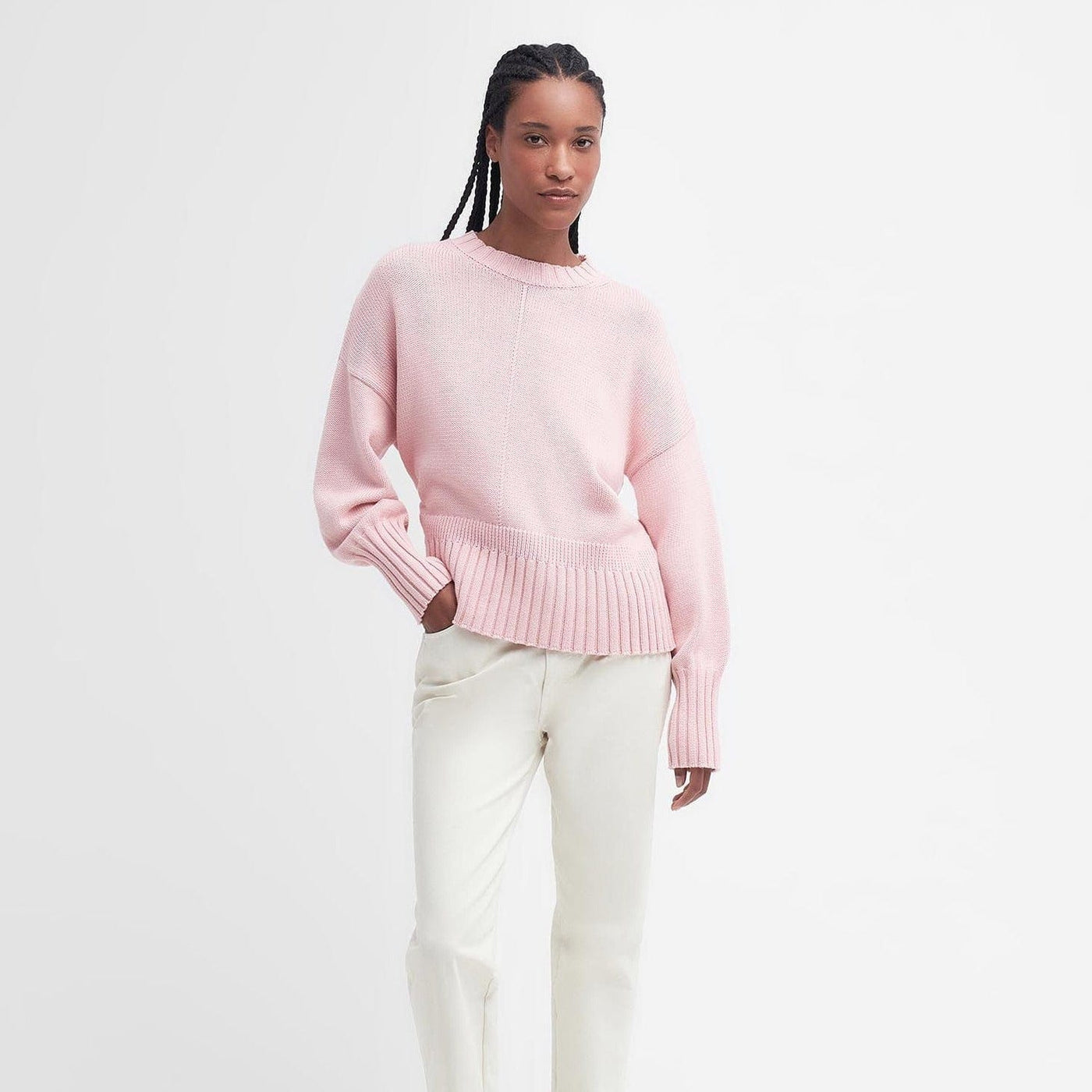 Barbour Clifton Crew Neck Knitted Jumper In Shell Pink