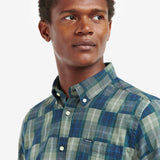 Barbour Tartan Patch Tailored Shirt Kielder Blue