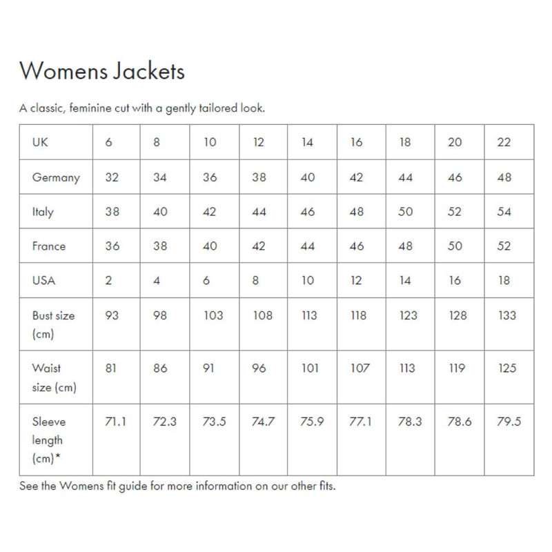 Barbour sizing store womens