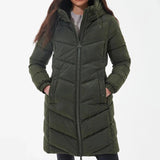 Barbour International Boston Longline Quilted Jacket in Green