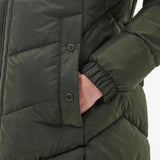 Barbour International Boston Longline Quilted Jacket in Green