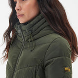 Barbour International Boston Longline Quilted Jacket in Green