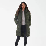 Barbour International Boston Longline Quilted Jacket in Green