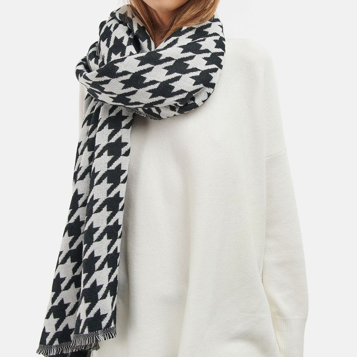 Barbour houndstooth scarf on sale