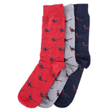 Barbour Pheasant Socks Gift Box in Red Grey and Navy