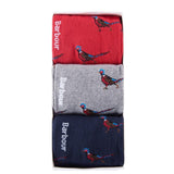 Barbour Pheasant Socks Gift Box in Red Grey and Navy