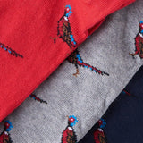 Barbour Pheasant Socks Gift Box in Red Grey and Navy