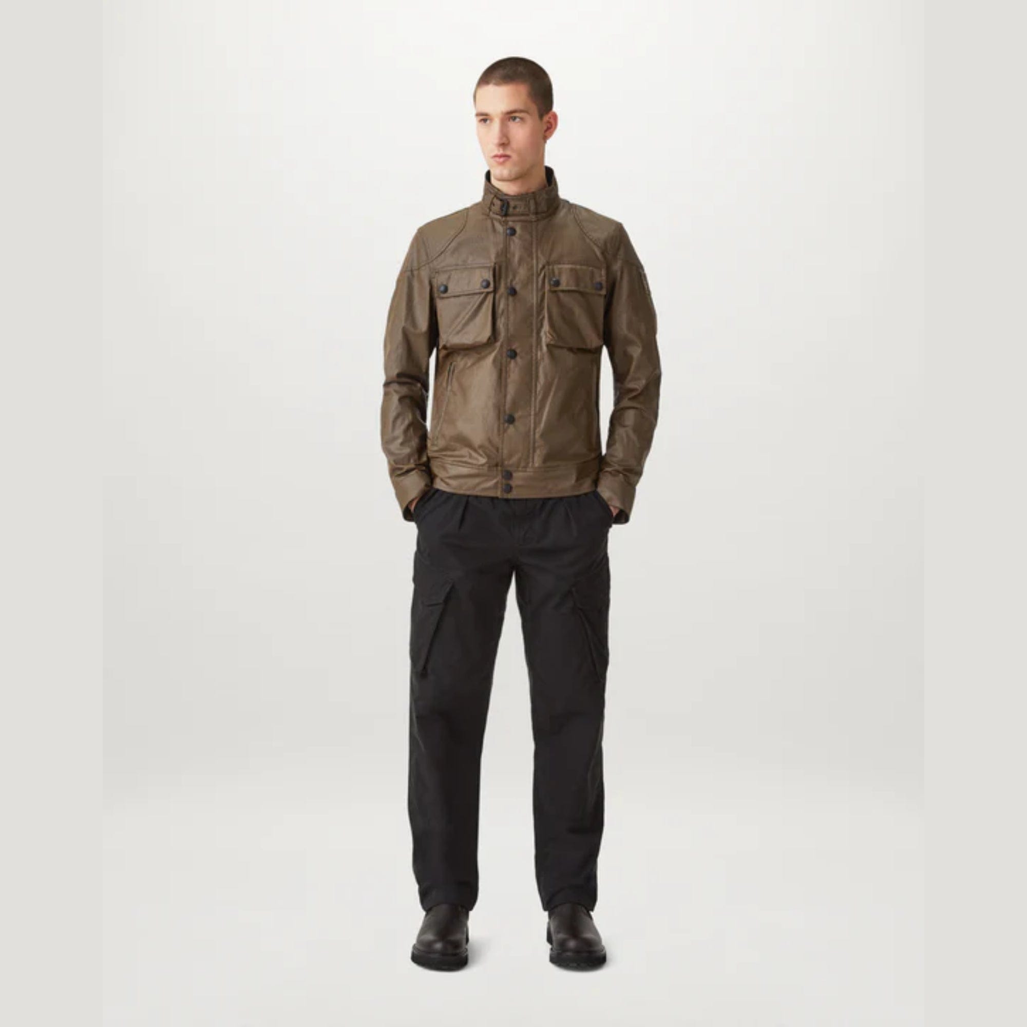 Belstaff Racemaster Waxed Cotton Jacket In Dark Khaki