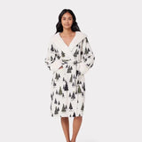 Chelsea Peers Fleece White & Black Tree Print Dressing Gown