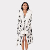 Chelsea Peers Fleece White & Black Tree Print Dressing Gown