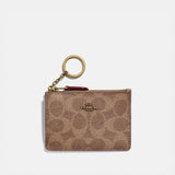 Coach Mini Skinny Id Case In Colorblock Signature Canvas Tan Rust