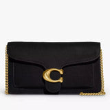 Coach Tabby Chain Leather Clutch Bag, Black