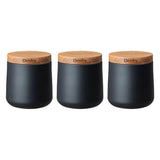 Denby Set Of 3 Black Storage Canisters