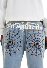 Ed Hardy Black Widow Baggy Denim Jeans in Bleach