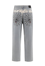 Ed Hardy Black Widow Baggy Denim Jeans in Bleach