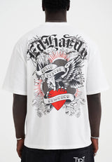 Ed Hardy Death Before Dishonour Eagle Relaxed T-Shirt in White