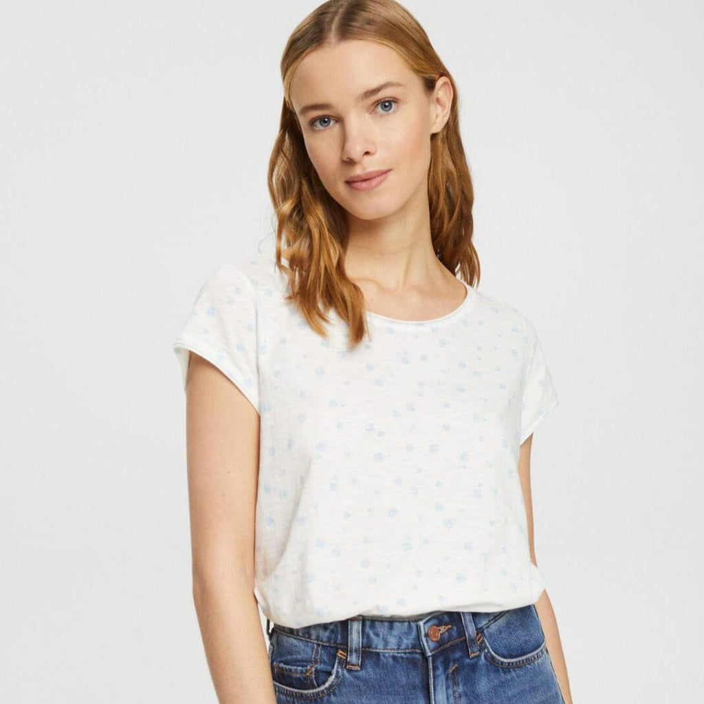 Esprit Floral t-Shirt With Rolled Edges Off White – Elys Wimbledon