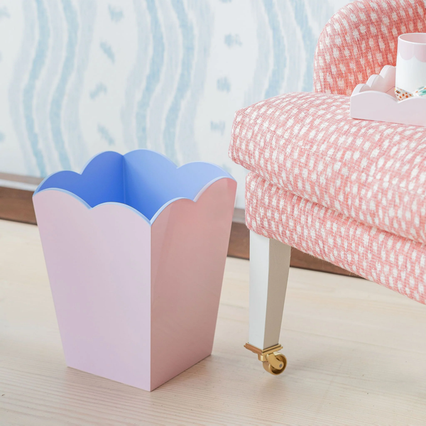 Addison Ross Scalloped Lacquer Bin In Pink & Blue