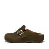 FitFlop Shuv Buckle-Strap Nubuck Clogs