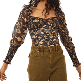 Free People Brunch Date Bodysuit in Black