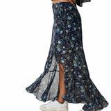 Free People Femme Edge Maxi Skirt Navy