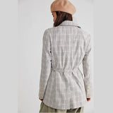 Free People Olivia Plaid Blazer Natural