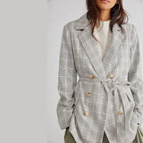 Free People Olivia Plaid Blazer Natural