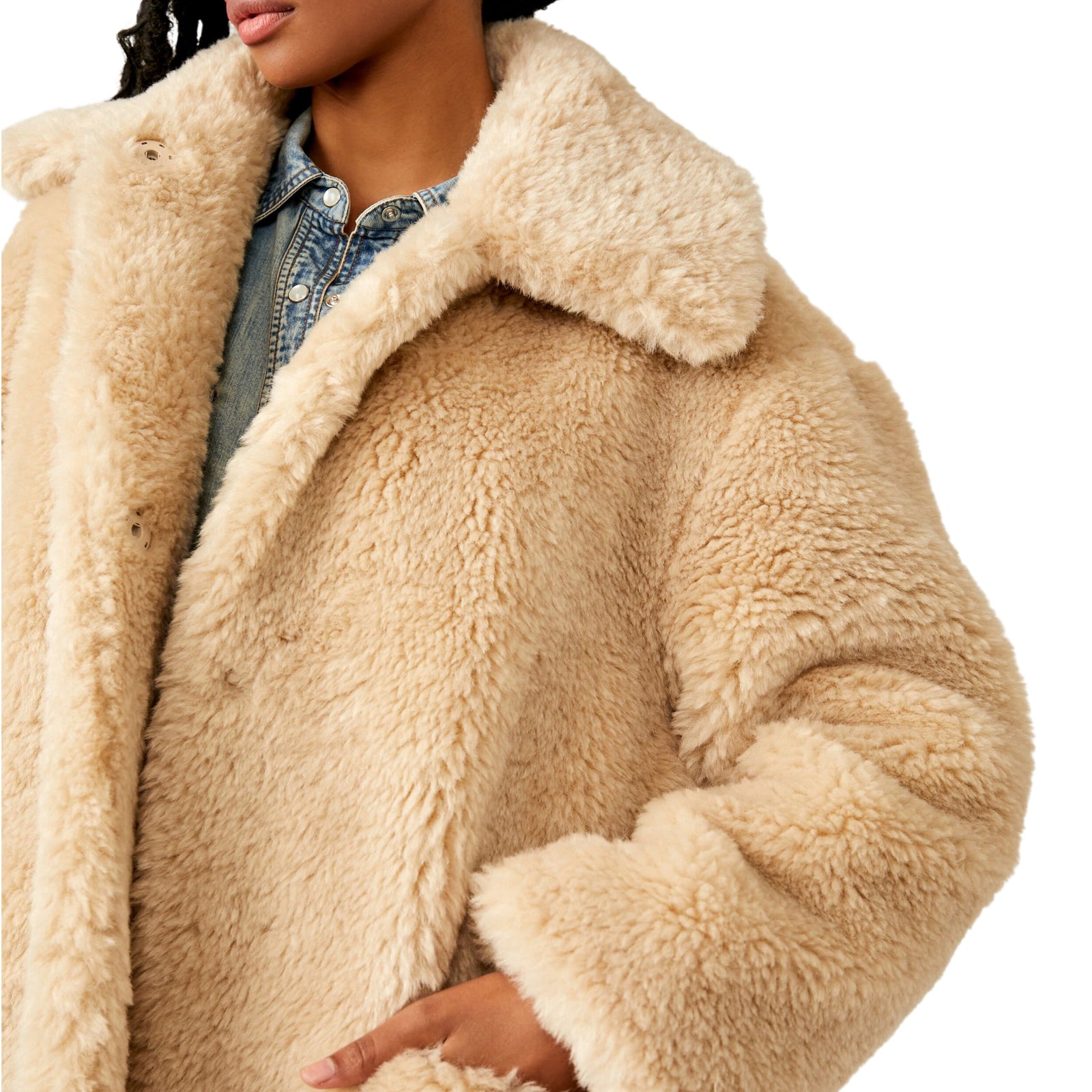 Free People Pretty Perfect Fur Peacoat in Tea