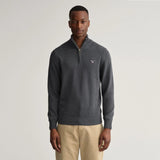 GANT Casual Cotton Half-Zip Sweater In Grey