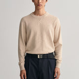 GANT Cotton Flamme Crew Neck Sweater Dry Sand