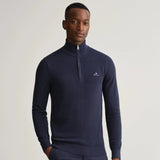 GANT Cotton Piqué Half-Zip Sweater Evening Blue